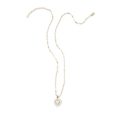 14K Gold Plated Heart Pendant Necklace with Zirconia Stones, Serial Six